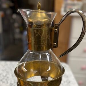 Princess House Coffee Tea Pot Carafe Warming Stand With Lid